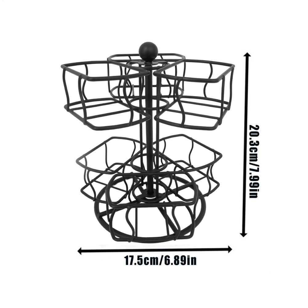 

Tea Holder Organizer 2-Tier Rotating 6-Compartment Countertop Storage Creamer Sugar Teabag Basket Container for Home Office чорний