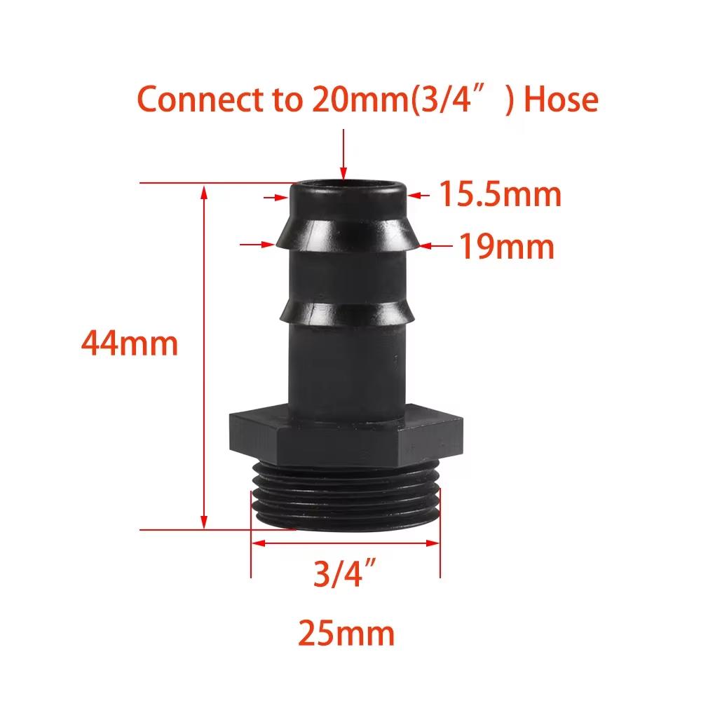 Plastic Garden Hose Connector 1/2 3/4 Female to Male Thread 1/2 3/4 1 Inch Barb Fitting Irrigation Pipe Connector 16mm 20mm 25mm