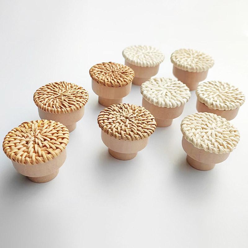 1 st Lådhandtag Svampknopp Möbelbeslag Vävd Skåp Byrå Dörrhandtag Kreativ Trä