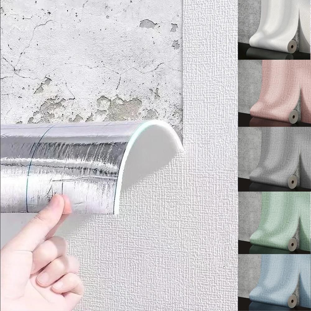 50cm Samolepicí Pěnový Nástěnný Panel Široký 3D Lněná PVC Textura Vodotěsný Zvukotěsný Odnímatelný pro Obývací Pokoj Ložnici Domácí Dekorace