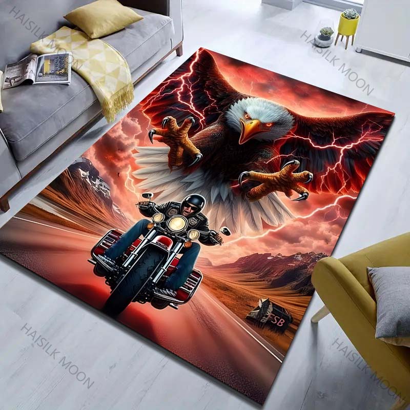 

Multiple sizes Majestic Eagle Biker Rug Pattern Carpet for Living Room Bedroom Sofa Home Decor Non-slip Floor Mat Luxury Gift 40cm x 60cm