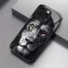 Mighty Lion Pattern Glass Phone Case Suitable for iPhone 17 16 15 14 13 12 11 Pro/Max/Plus Anti Drop and Anti Shock Back Cover