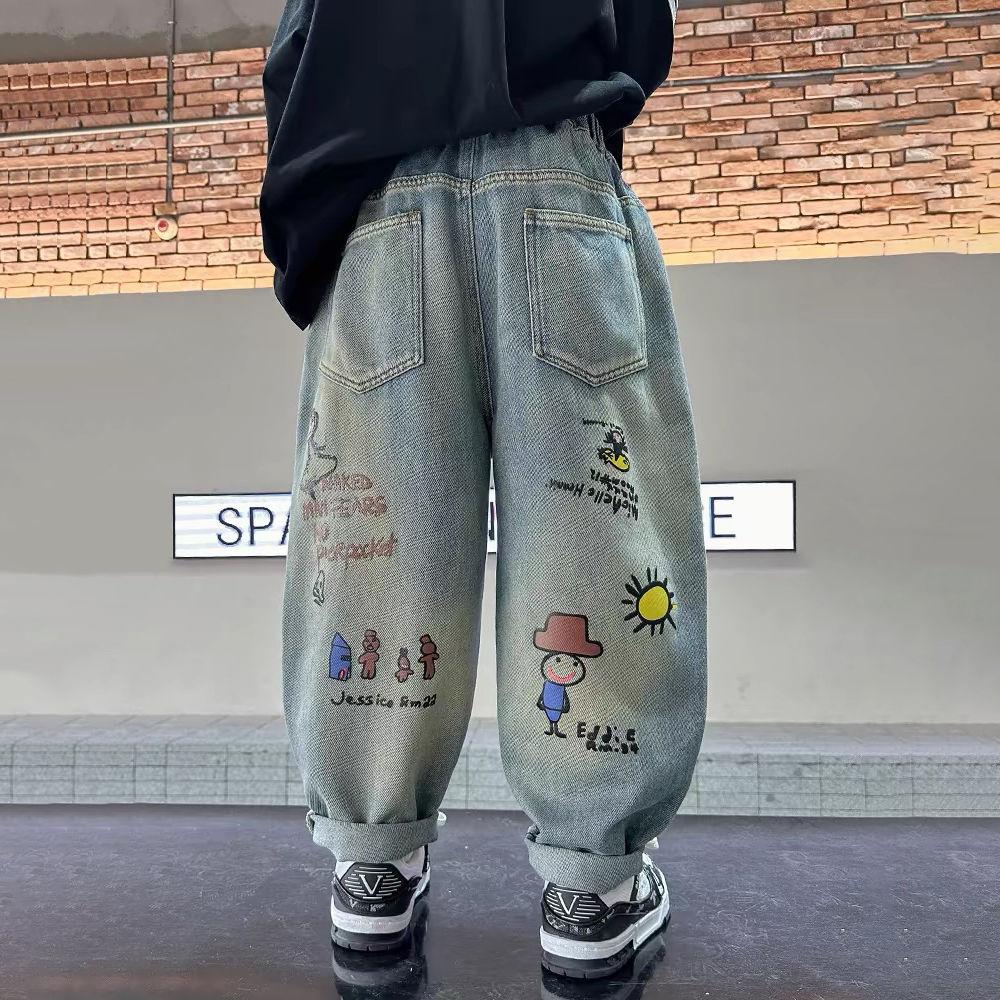 

Джинсы для мальчиков Весенние и осенние модели Детские весенние брюки Брюки для мальчиков Модные и классные Взрывные уличные модели Мягкие весенние модели 130