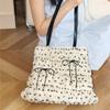 JIAERDI Beige Sweet Cute Bow Tote Bag Women Print Wrinkle Large Capacity Shoulder Bag Ladies Harajuku Y2k Aesthetic Underarm Bag