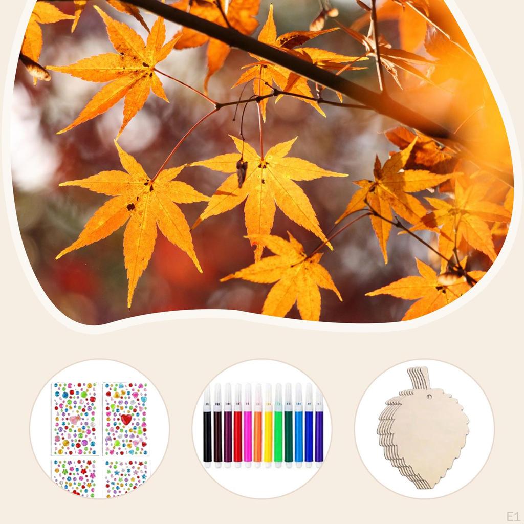 36 Pieces Thanksgiving Hanging Autumn Tree Ornaments Wood Maple Leaf Decoration Farmhouse