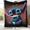 Kawaii S-Stitch Cartoon Flannel Blanket,Ultra Soft Warm Plush Throw for Home Bedroom Bed Sofa Cover Camping Picnic Gift Kids