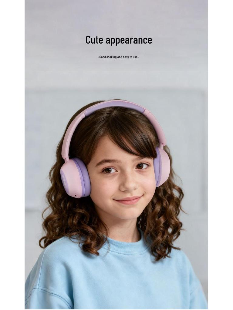 Children's Wireless Over-Ear Bluetooth Headphones with Hearing Protection and Luminous Ear Cups for Extended Battery Life