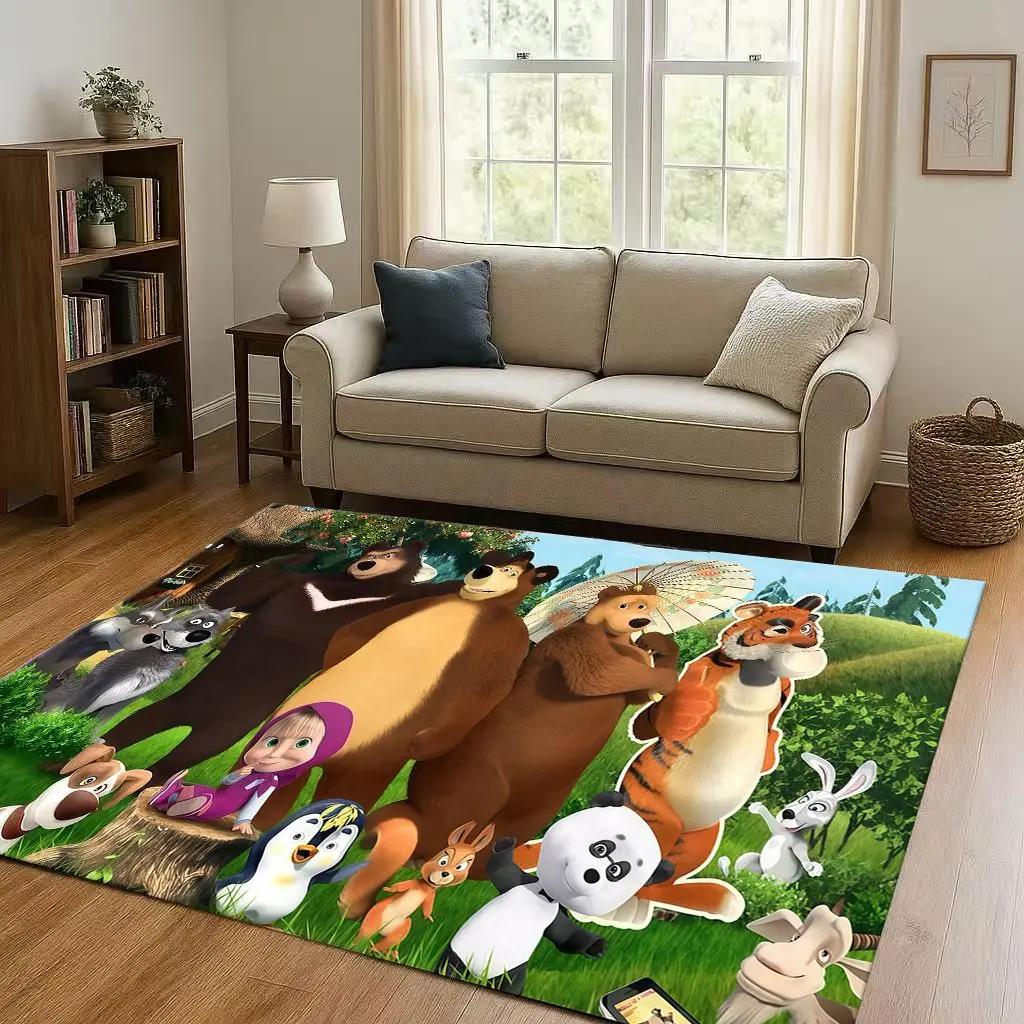 New Cartoon M-Masha And B-Bear Christmas Gift Living Room Non-Slip Area Rug Carpet For Bedroom Playroom Sofa,Home Decor Doormat