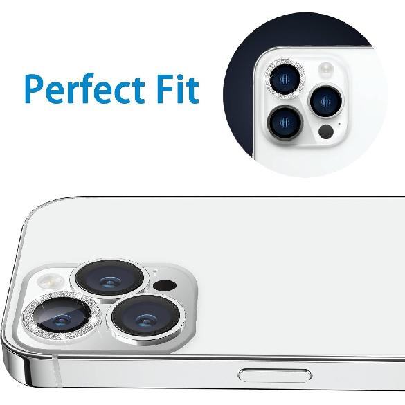 Compatible with iPhone 14 Pro and 14 Pro Max Camera Lens Protector, Bling Glitter Lens Cover 9H Tempered Glass Camera Cover Anti Scratch Shockproof