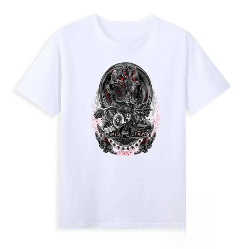 Genuine The New High-quality Superhero Avengers Ultron Iron Man Printed T-shirt for Men and Women Loose Short Sleeves