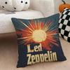 Band Lled Zzeppelin Cushion Cover Natural Linen Double Sided Print  Throw Pillow Case for Sofa Couch Home Decor