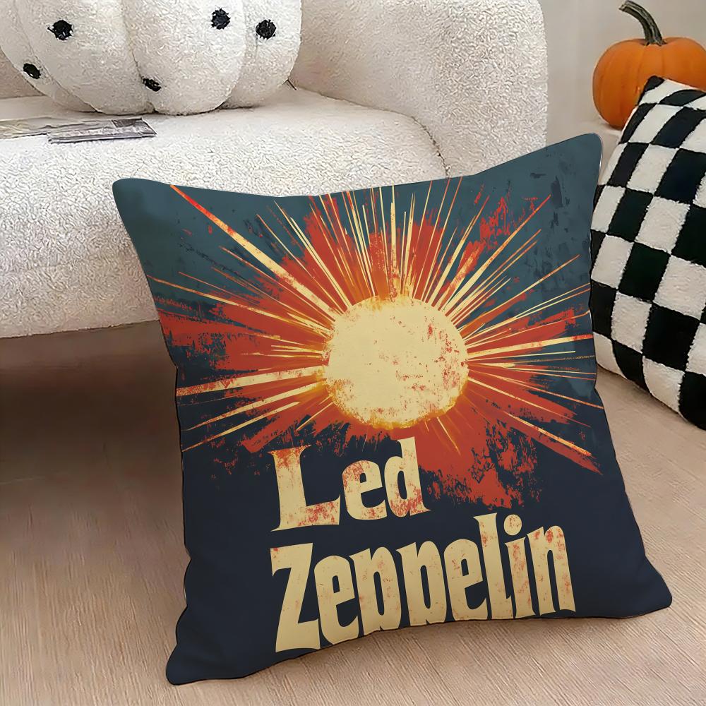 Band Lled Zzeppelin Cushion Cover Natural Linen Double Sided Print Throw Pillow Case for Sofa Couch Home Decor