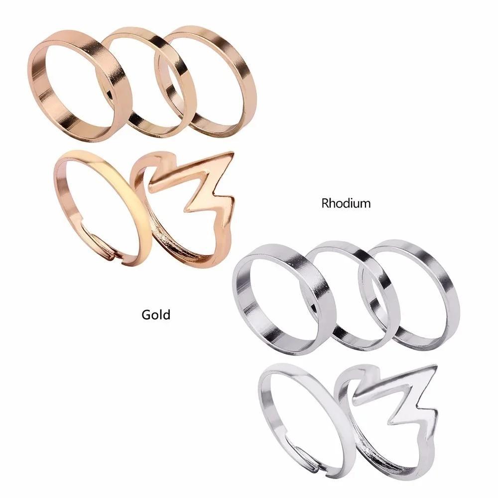 5 Stück/Set Neue Mode Trendiger Schmuck Blitzwellen Fingerring Set Geschenk für Frauen Mädchen Ringe für Frauen
