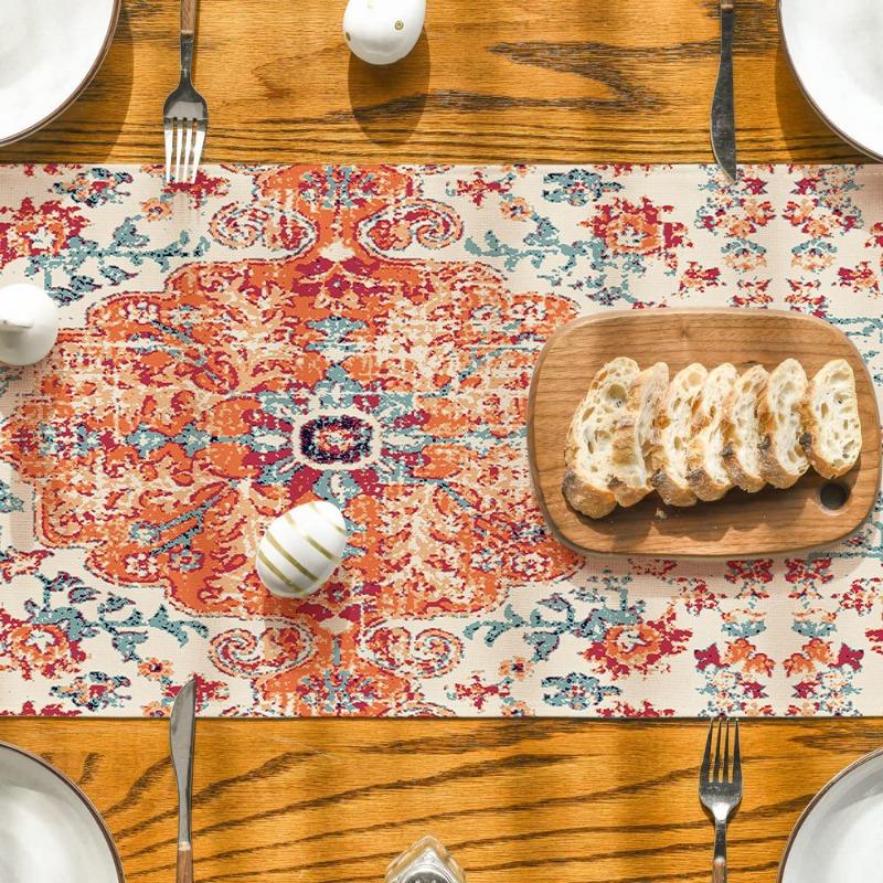 Ethnic Style Table Flag Restaurant Fabric Decoration Linen Tablecloth Dining Table Mat Bohemian Style Home Soft Decoration