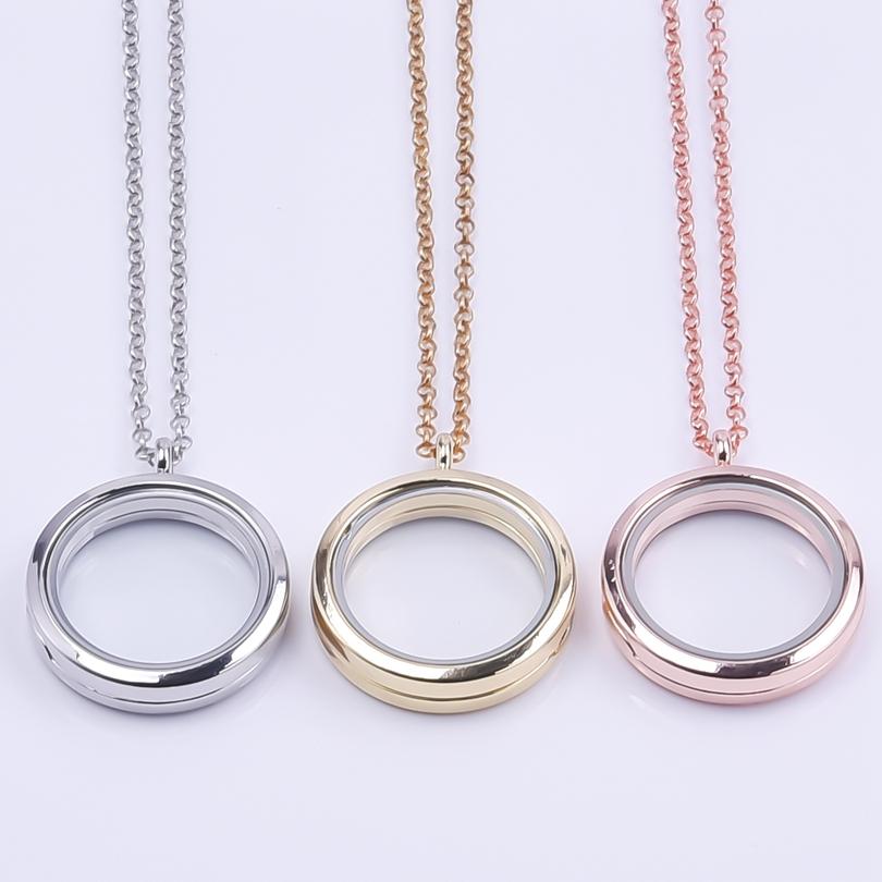 25-35mm Round Locket Charm Necklaces For Women Men Accessories Cage Floating Locket Pendant Necklace Fashion Jewelry Anniversary