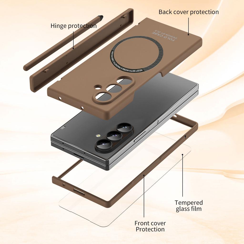 Magnetic Matte PC Hinge Protection Full Body Hard Pen Slot Case & Pen for Samsung Galaxy Z Fold8 Ultra 7 6 5 With Tempered Glass