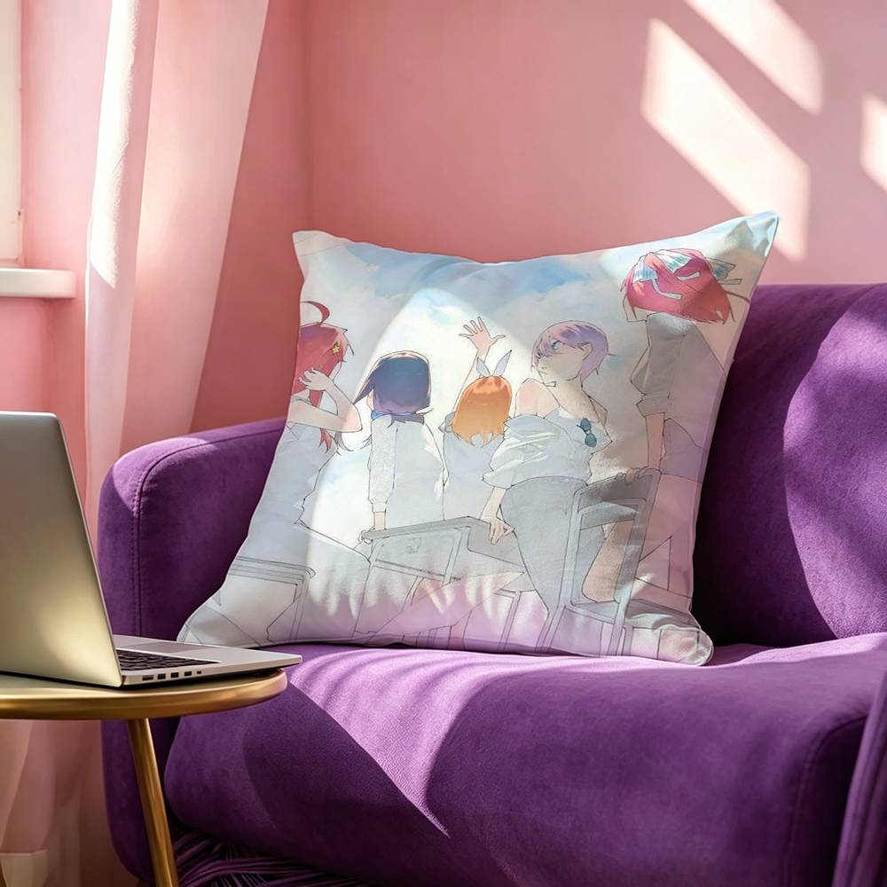 Anime The Quintessential Quintuplets Pillow Case Square DoubleSided Sofa Cushion Cover Bedroom Bedside Pillow