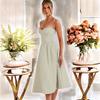 Women Print Dress High Waist Knee-Length Fashion Design Sense V-neck Backless Spaghetti Strap