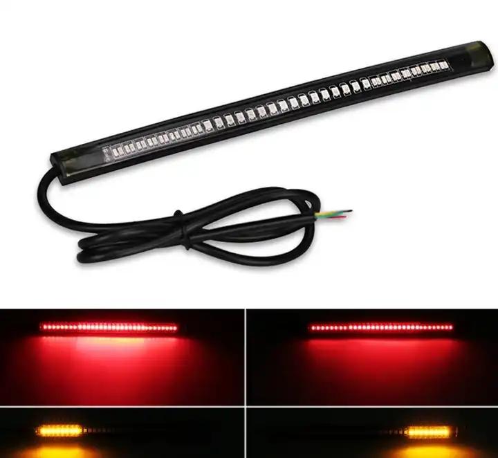 Flexible 48 LED Motorcycle Light Bar Strip Tail Turn Signal Tail Rear Brake Stop Bulb Lamp Brake Light SMD Dual Color