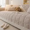 Shu Cotton Jacquard Fleece Sofa Cushion  New Straight Row Plush Seat Cushion Non-Slip Leather Sofa Cover Cross-Border