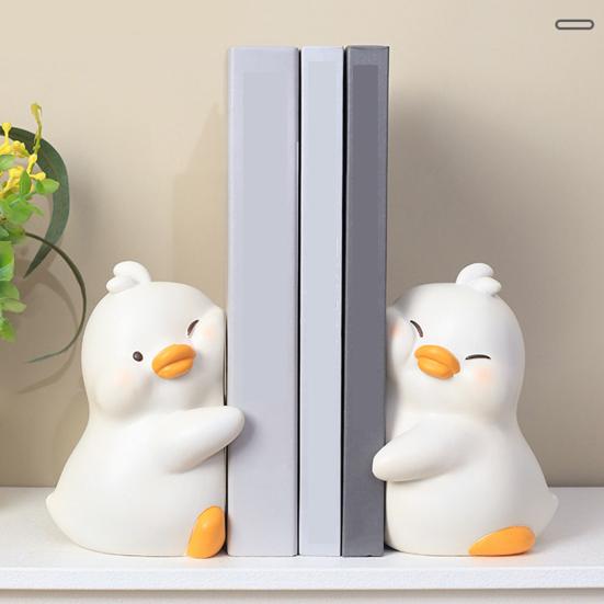 1 pereche Hug Duck Sfârșit de carte Desene animat Anti-alunecare Heavy Duty Rășină Artizanat Home Office Desktop Book Stopper Suport Animal Ornament Figurină Statuie