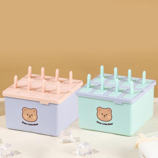 Stampo per Gelato con Coperchio Ermetico, Facile da Sformare, Maker per Popsicle per Alimenti, Design Impilabile con Stampa di Orso, Vassoio per Gelato per Yogurt, Frutta, Latte, Popsicle