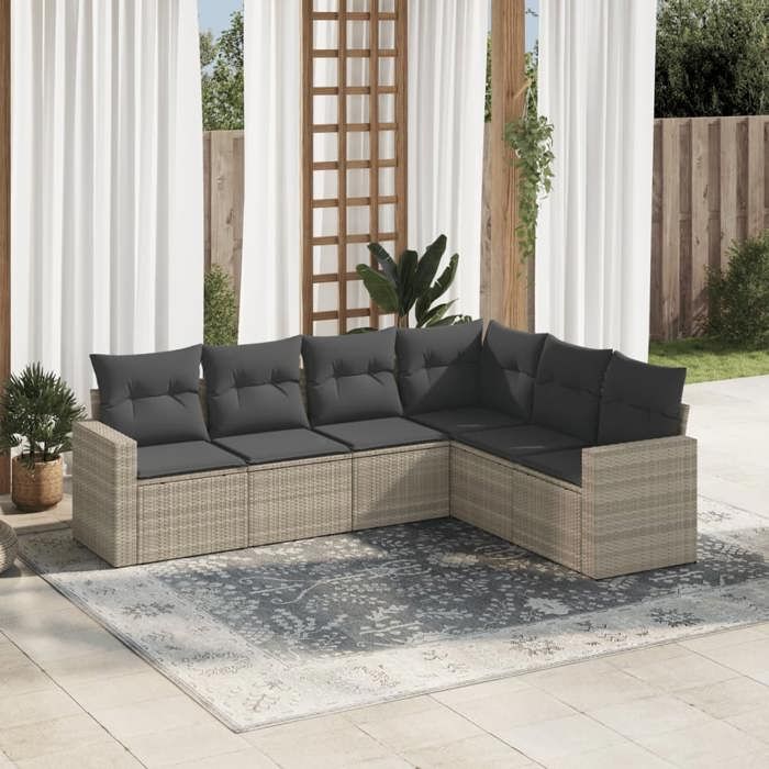 VidaXL Garden Lounge Set with Cushions 6 Pcs, Sofas with Adjustable Feet, Outdoor Furniture Set Patio Terrace, 3251349
