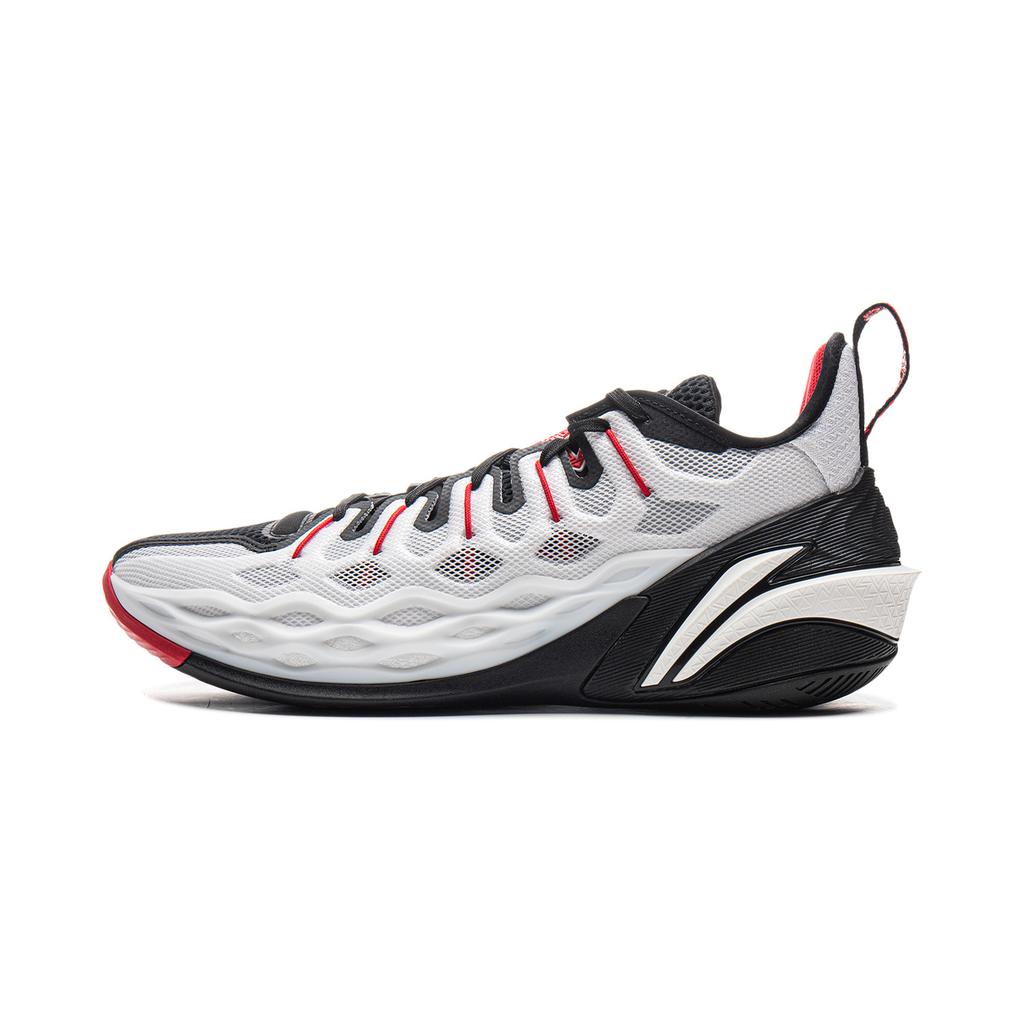 Li Ning Buckets Cushioning Slip Resistant Breathable Low Top Basketball Shoes Men's Black White ABAV051-3