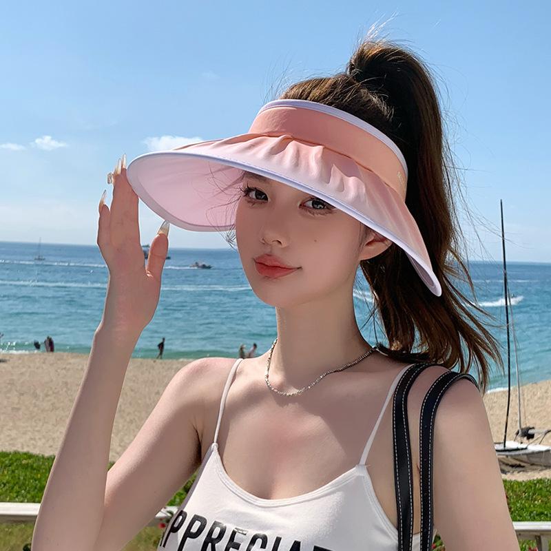 UPF50 + Sun Protection Cap Summer UV Protection Empty Top Shell Hat Two-color Gradual Change Fashion Big Brim Sun Hat Children