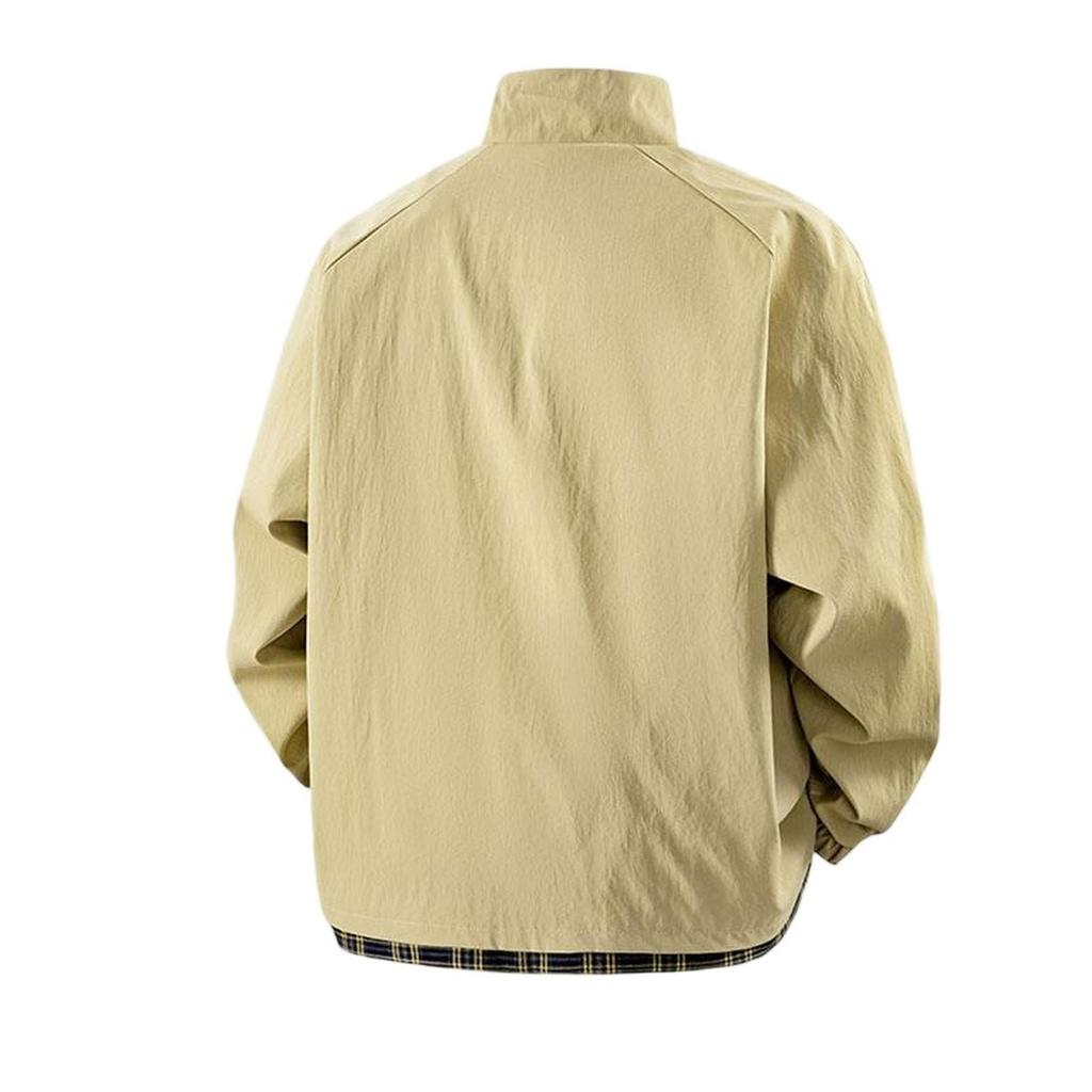 Men's Fashion Youth Casual Coat Fashion Stand Collar Stitching Loose Large Size Coat