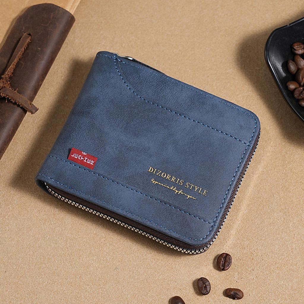 Large Capacity Men Wallets Short Card Bags Zipper Male Coin Purses Classic Vintage Card Holder Men's Wallet