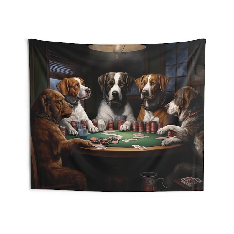 Dog playing cards tapestry 75x100 чёрный