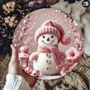 Pink Snowman Metal Sign 8x8 Inch Christmas Wall Art Waterproof Outdoor Indoor Decor