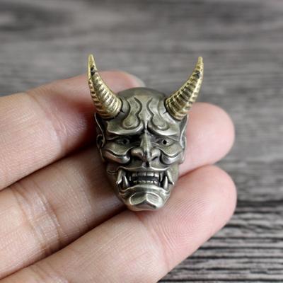 White1pcs Copper Face Brass Horn Devil's Fortune Cloth Buckle Brass Handmade Money Tool Decorative Buckle Men's Jewelry Vintage