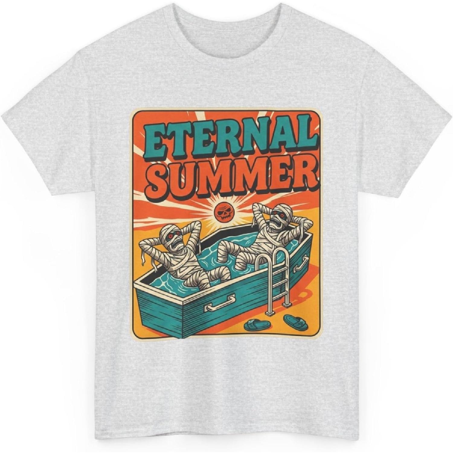 Retro Horror T-Shirt Eternal Summer Vintage 70s Style Mummy Monster Graphic Tee for Men Women S