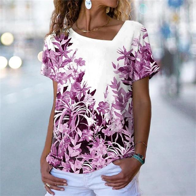 Летняя футболка с 3D-принтом цветного узора — фото 33