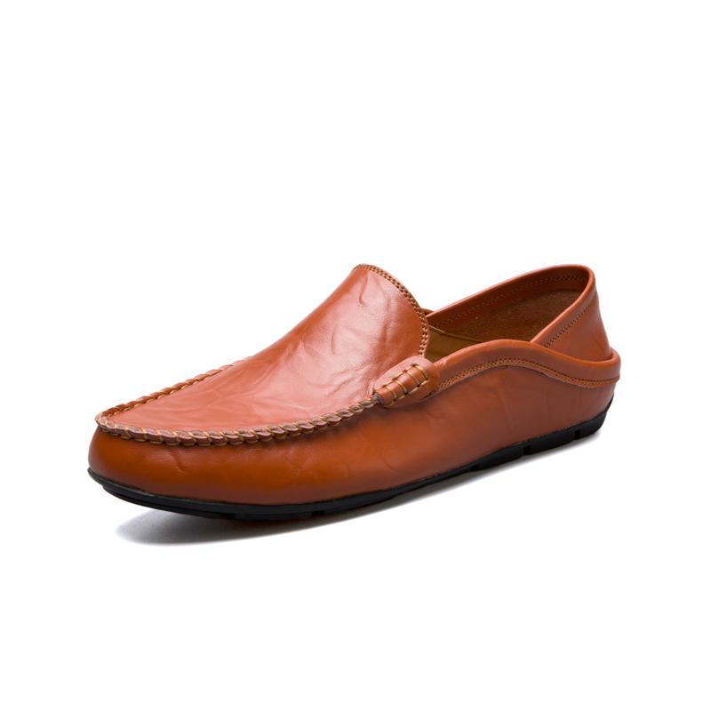 Fashion Men Casual Shoes Genuine Leather Luxury Brand Breathable Slip on Black Driving Shoes Soft Men Loafers Moccasins Plus Size 37-47