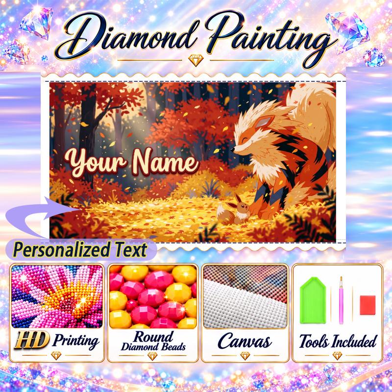 Personalized flareon Diamond Art Custom Name 5D Diamond Painting Full Drill DIY Craft
