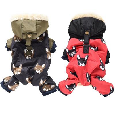 Winter Puppy Dog Coats Cute Dog Printed Warm Fleece Padded Pet Clothes Apparel For Chihuahua Poodles French Bulldog Small Dog