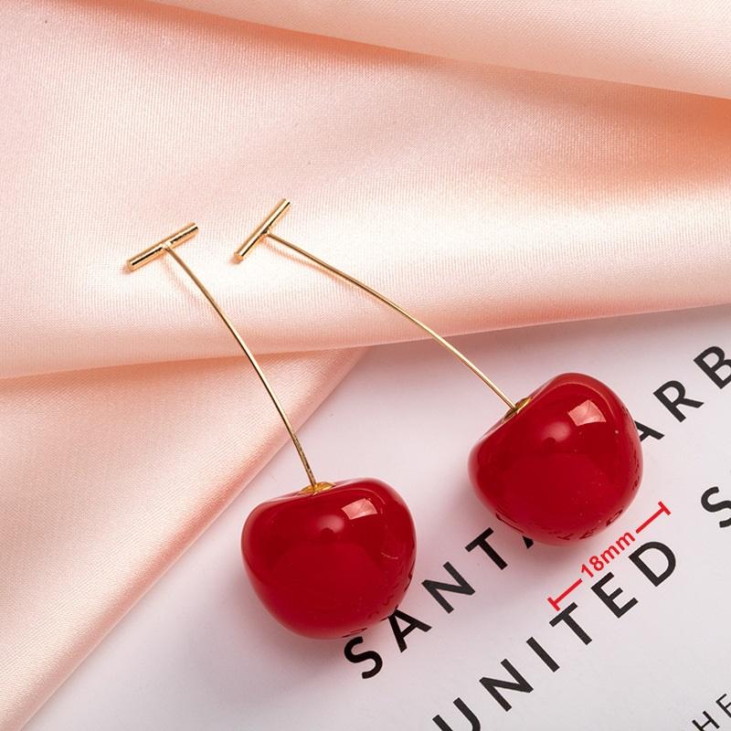

LATS New Cute Simulation Red Cherry Earrings for Women Girl Sweet Resin Earring Student Fruit Fashion Jewelry Gift