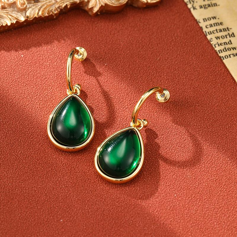 

SUYU Средневековые серьги Легкая роскошь Простые и элегантные Элегантные и уникальные Маленькие и уникальные серьги-капельки зелёный