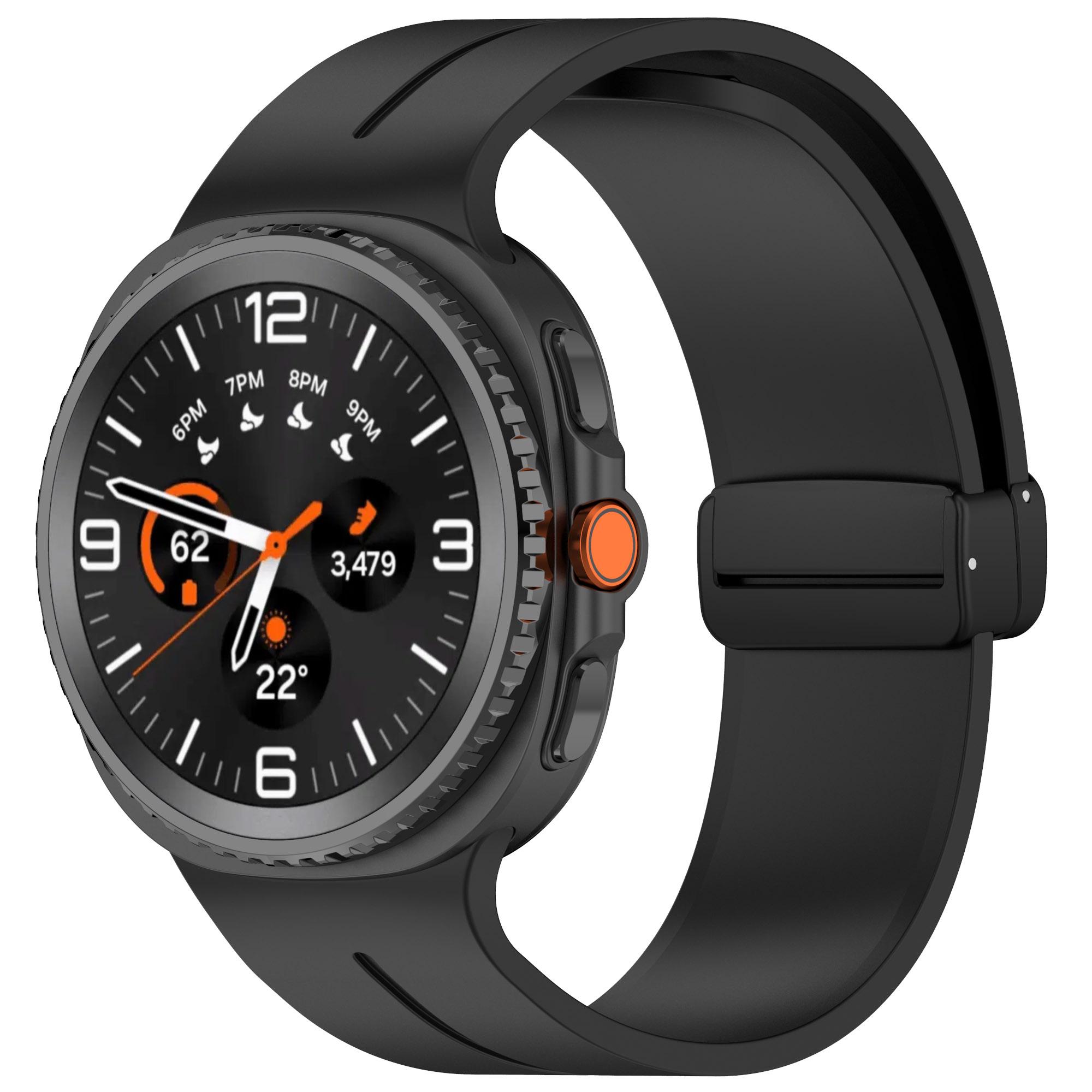 

Sport Silicone Strap for Samsung Galaxy Watch 8 40mm 44mm Magnetic Buckle Bracelet Samsung Galaxy Watch 8 Classic 46mm Wristband Galaxy Watch 8 44mm чёрный