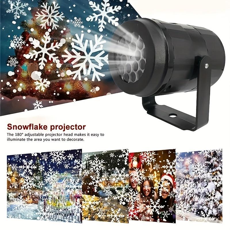 Christmas Decoration Snowflake Projector Fairy Lights Rotating Dynamic White Snow Atmosphere Lamp for Xmas New Year Party Decor