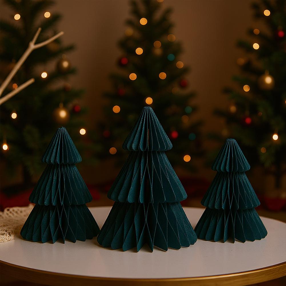 3Pcs Origami Christmas Tree Ornament Honeycomb Paper Christmas Tree Paper Christmas Tree for Festive Home Decor and Photo Props