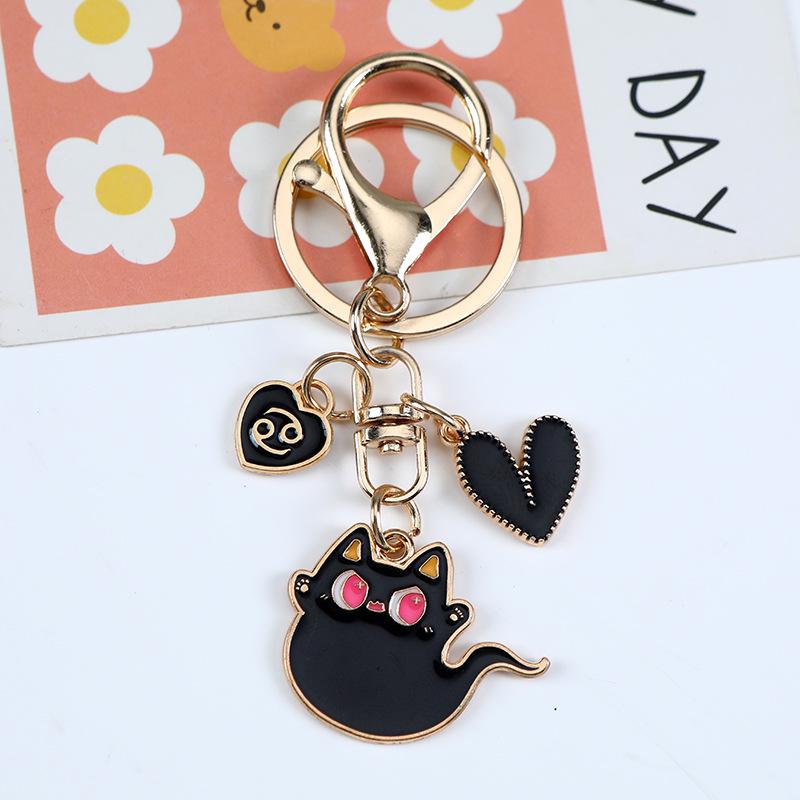 Cross-Border Cartoon Cat Keychain Pendant - Metal Alloy with Drip Oil Finish