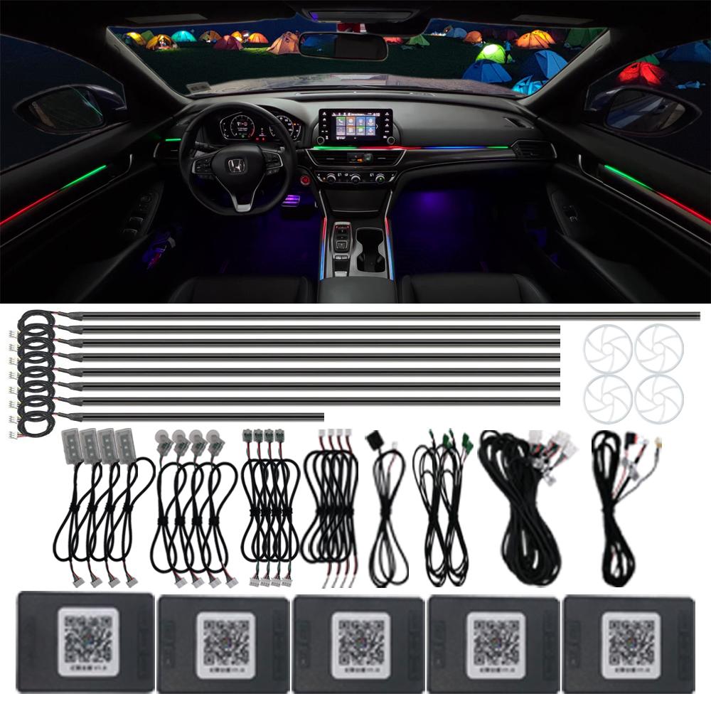 24 In 1 Universal Acrylic hidden LED Strip Light Symphony Ambient 64 Color RGB Car Interior APP music atmosphere Lighting