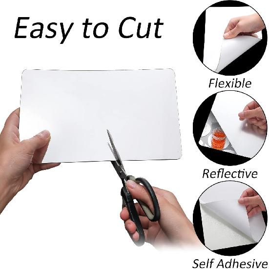 BBTO 9 Pieces Adhesive Craft Mirrors 6 x 9 Inches, 6 x 6 Inches Acrylic Mirror Tiles Small Rectangular Stick on Flexible Self Adhesive Non Glass