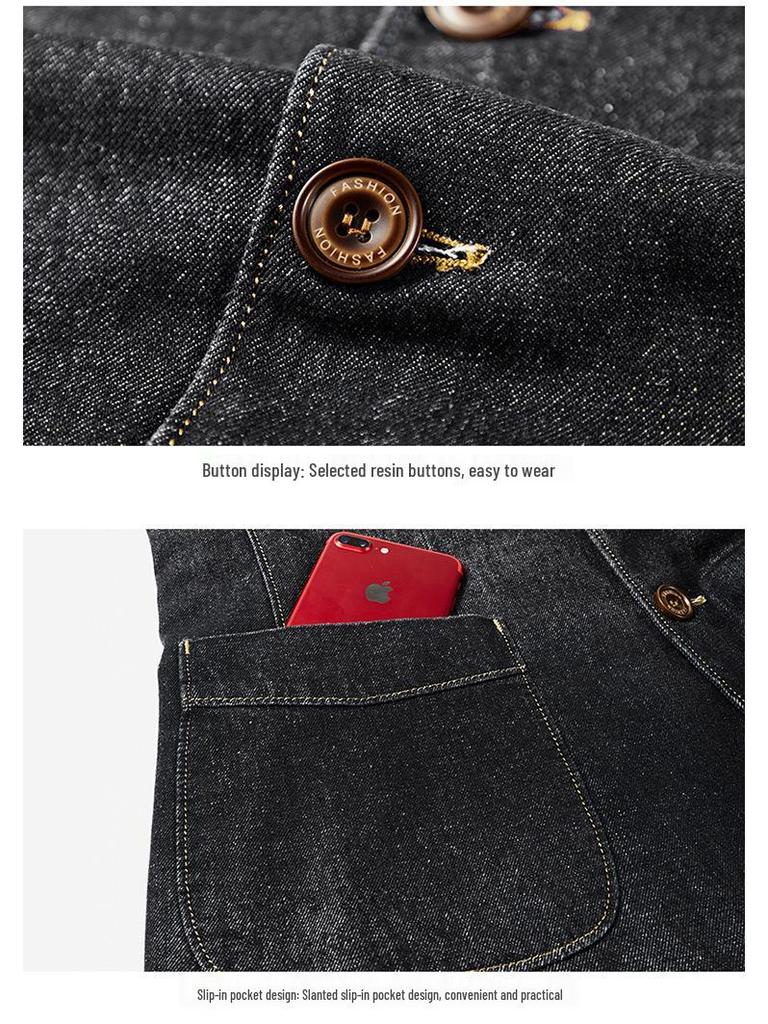 Men's Urban Slim Fit Denim Lapel Jacket - Spring/Autumn Collection.