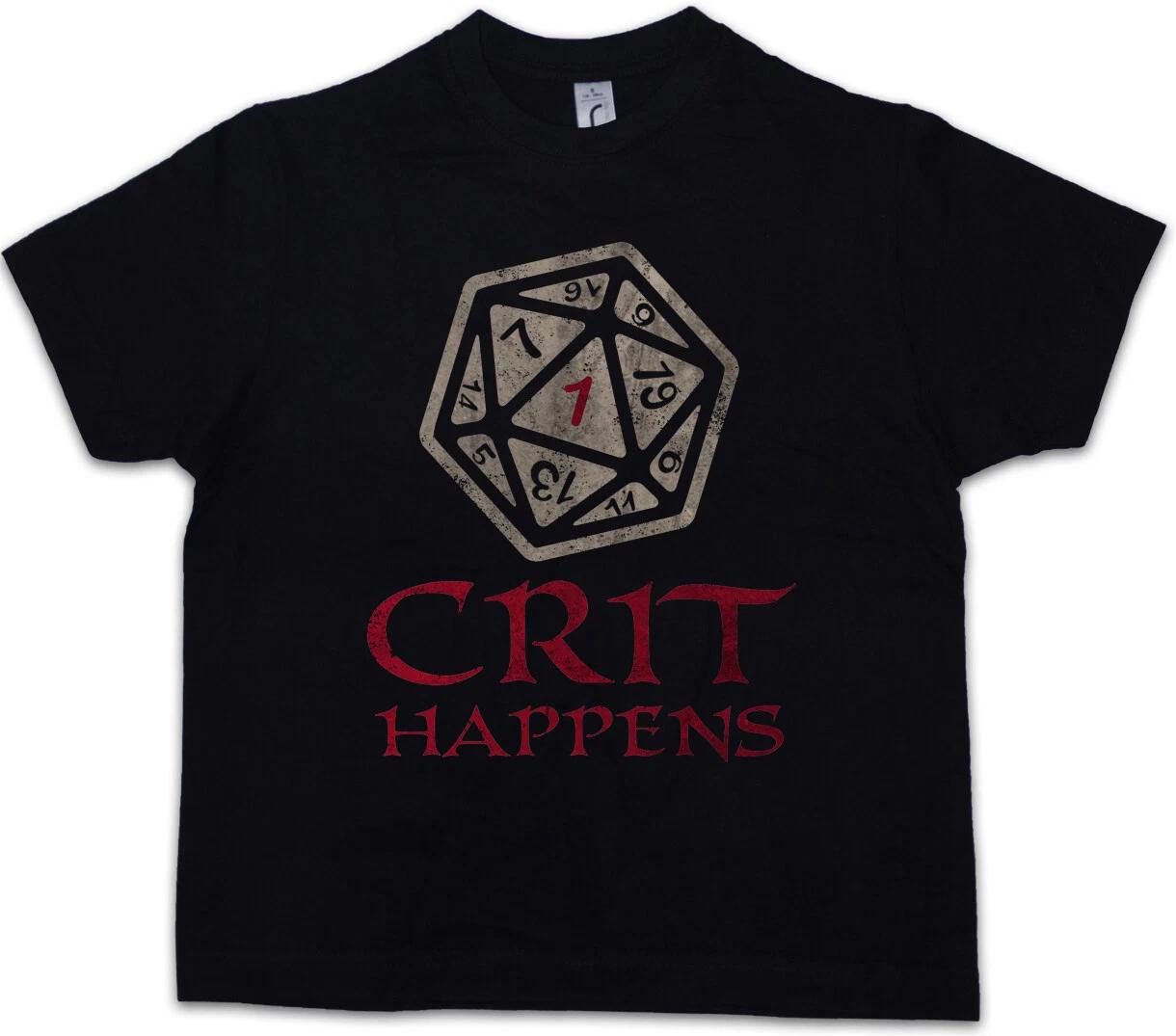 CRIT HAPPENS Kids Boys kids boys T-Shirt Dungeons Gamer & Video RPG Roleplay Dragons 120