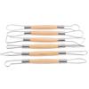 Double Head Ribbon Tool Wooden Handle Wax Pottery Clay Carving Sculpture DIY Craft Set